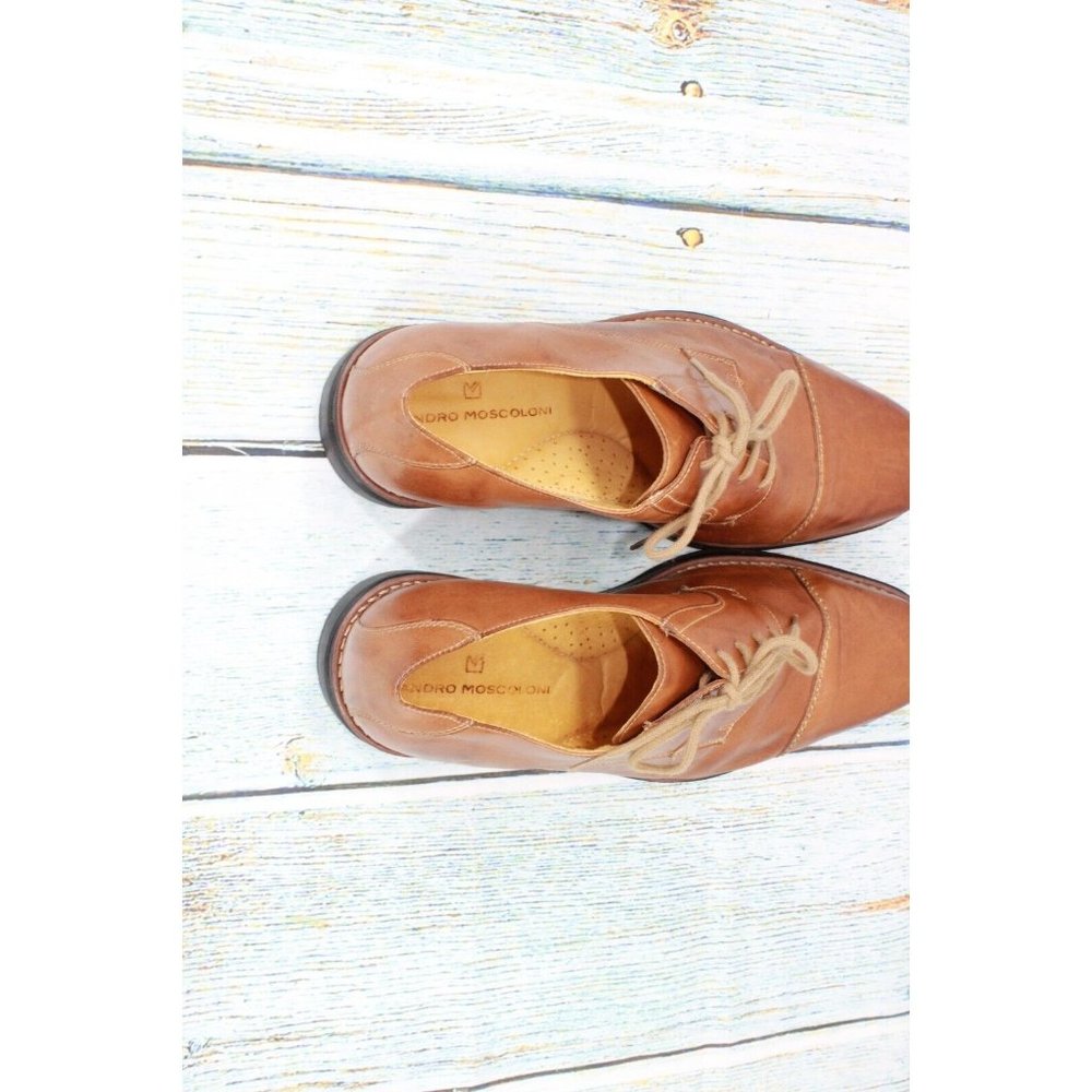 Sandro Moscoloni Brown Leather Cap Toe Dress Oxford Shoes Size 11.5 M - Picture 6 of 9